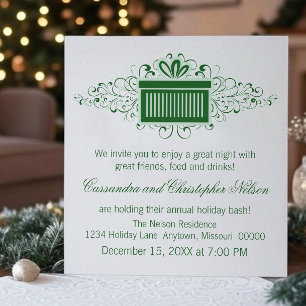 Invitation Vacances Fête de Noël, Vert