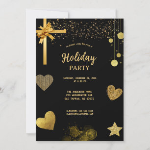 Invitation Vacances Gold et Noir