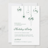 Invitation Vacances Green Monogram Bauble Ornements (Devant)