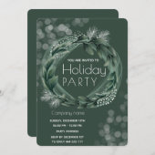 Invitation Vacances hiver verdure wreath bokeh entreprise (Devant / Derrière)