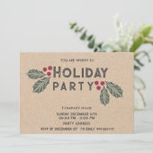 Invitation Vacances minimaliste kraft holly berry (Debout devant)