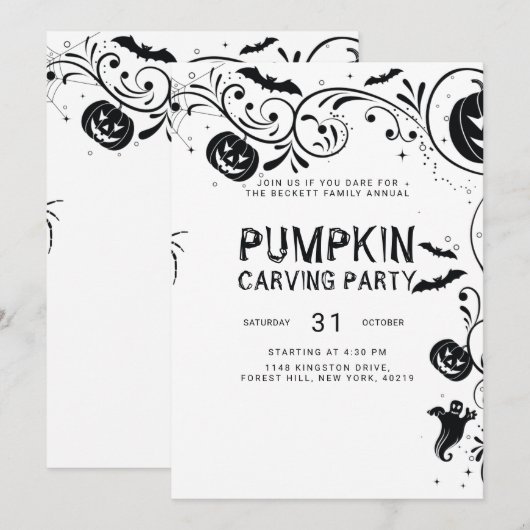 Invitation Vacances minimalistes d'halloween (Devant / Derrière)