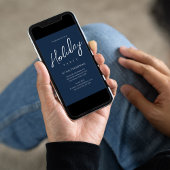 Invitation Vacances Moderne Simple Marine Bleu Calligraphie S