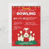 Invitation Vacances Noël Bowling Red & Black Snow Party (Devant)