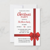 Invitation Vacances NOËL FÊTE White Red Bow Cadeau (Devant)