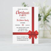 Invitation Vacances NOËL FÊTE White Red Bow Cadeau (Debout devant)