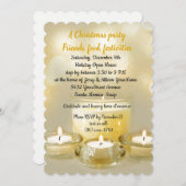 Invitation Vacances Open House Cocktail Party Bougies d'or (Devant / Derrière)