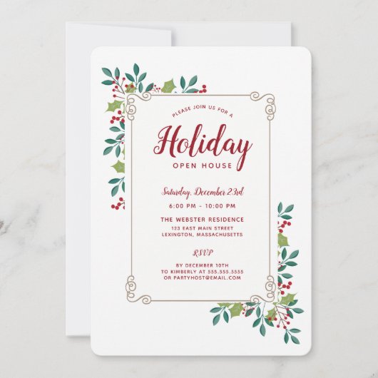 Invitation Vacances Open House Festif Floral Frame (Devant)