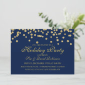 Invitation Vacances Parties scintillant Gold Confetti Marine (Debout devant)