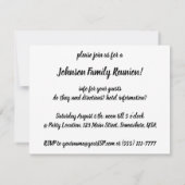 Invitation Vacances rétro, Fête de réunion de famille (Dos)