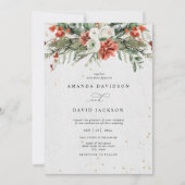Invitation Vacances Rustic Pine Greenering & Red Berries Mari (Devant)