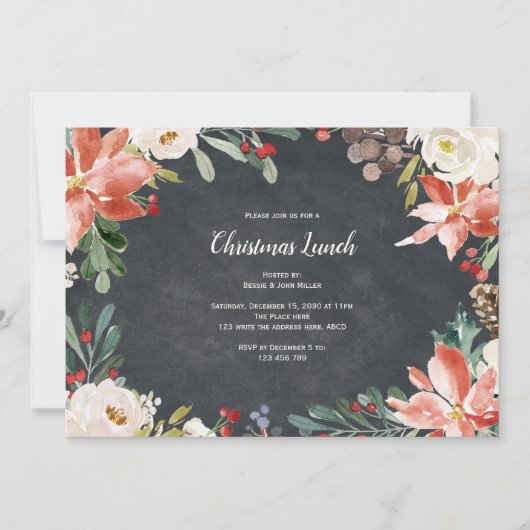 Invitation Vacances rustiques, Déjeuner de Noël ou Dîner (Devant)