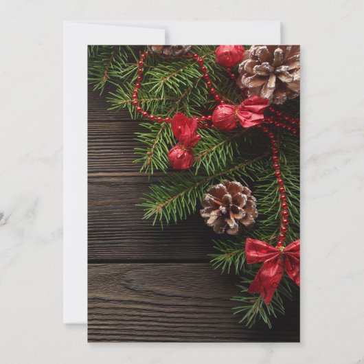 Invitation Vacances Rustiques Pine Wreath Mariage d'hiver (Dos)