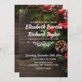 Invitation Vacances Rustiques Pine Wreath Mariage d'hiver (Devant / Derrière)