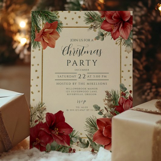 Invitation Vacances Rustiques Verdure Joyeux Noël