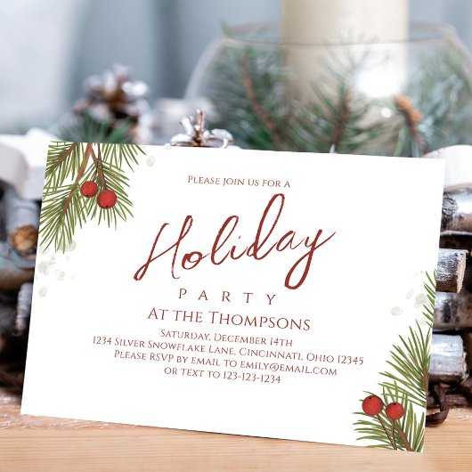 Invitation Vacances Simple Calligraphie Script Verdure Berrie