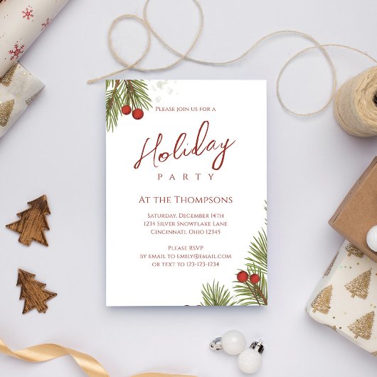 Invitation Vacances Simple Calligraphie Script Verdure Berrie