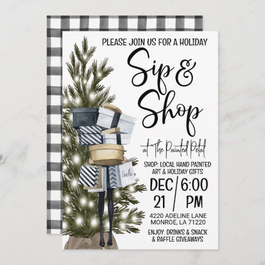 Invitation Vacances Sip and Shop (Devant / Derrière)