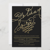 Invitation Vacances Soiree Gold Parties scintillant Script Cl (Devant)