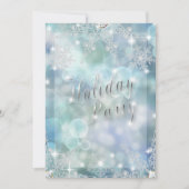 Invitation Vacances Sparky Glitzy Snowflake Ice Blue Bokeh (Devant)