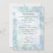 Invitation Vacances Sparky Glitzy Snowflake Ice Blue Bokeh (Dos)