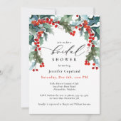 Invitation Vacances Verdure Aquarelle Holly Fête des mariées (Devant)