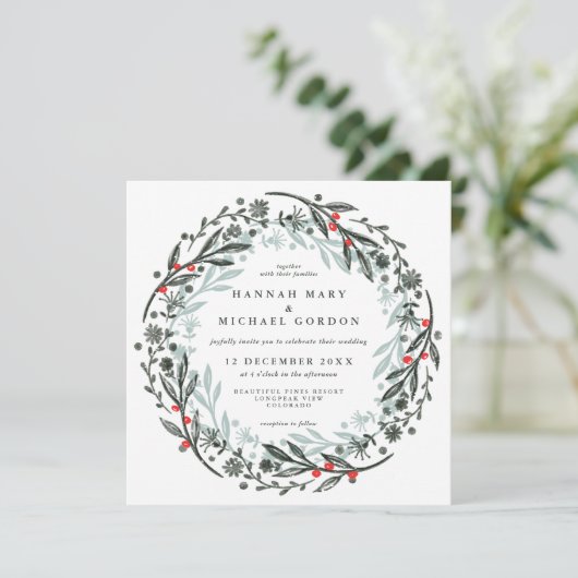 Invitation Vacances verdure moderne avec couronne  (Debout devant)