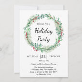 Invitation Vacances vertes Wreath Minimaliste Noël (Devant)