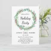 Invitation Vacances vertes Wreath Minimaliste Noël (Debout devant)