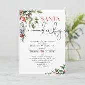 Invitation Vacances Wreath Père Noël Baby Winter Baby shower (Debout devant)