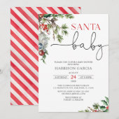 Invitation Vacances Wreath Père Noël Baby Winter Baby shower (Devant / Derrière)