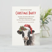 Invitation Vache à Santa Hat Ferme Animaux laitiers Fête de N (Debout devant)