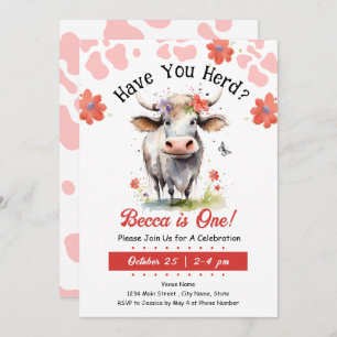 Invitation Vache Ai-Tu Trouvé 1ère Fille d'anniversaire