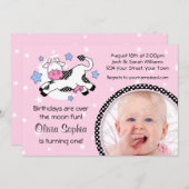 Invitation Vache au-dessus d'anniversaire de photo de bébé de (Devant / Derrière)