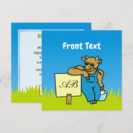 Invitation Vache avec signe (Devant / Derrière)