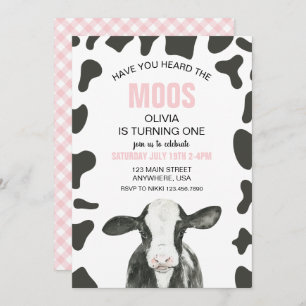 Invitation Vache Avez-vous entendu Moos rose Plaid Anniversai