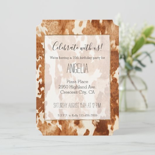 Invitation Vache blanche Brown (Debout devant)