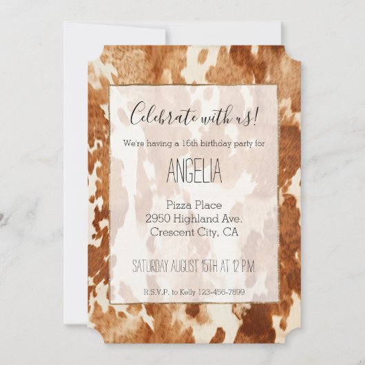 Invitation Vache blanche Brown (Devant)