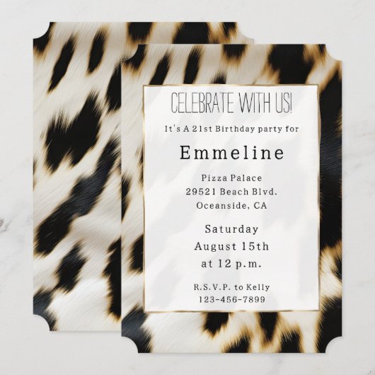 Invitation Vache blanche noire (Devant / Derrière)