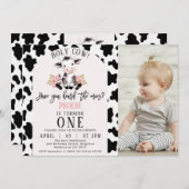 Invitation Vache blanche noire Imprimer Photo Vache blanche 1 (Devant / Derrière)