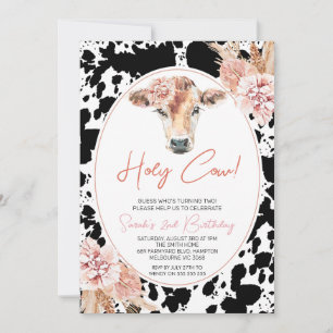 Invitation Vache blanche noire rose florale Imprimer Annivers