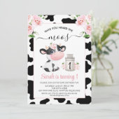 Invitation Vache blanche noire rose florale Imprimer Annivers (Debout devant)