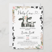 Invitation Vache blanche noire Veau floral Vache Baby shower (Devant)