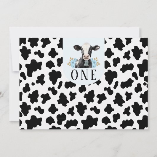 Invitation Vache bleue florale Imprimer Photo Vache sainte 1e (Dos)