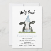 Invitation Vache casquette Blue Party avec vache Imprimer Inv (Devant)
