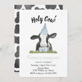 Invitation Vache casquette Blue Party avec vache Imprimer Inv (Devant / Derrière)
