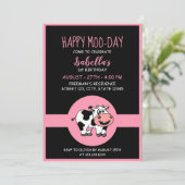 Invitation Vache Cute ferme animal thème fille 1er anniversai (Debout devant)