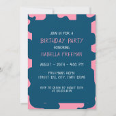 Invitation Vache Danser ferme animal thème fille 1er annivers (Dos)