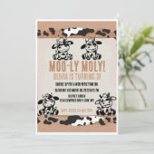 Invitation Vache de ferme drôle veau de lait Moo-ly Moly (Debout devant)