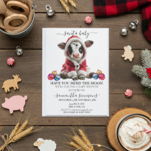 Invitation Vache de Noël Veau Fête de Noël Baby Shower 